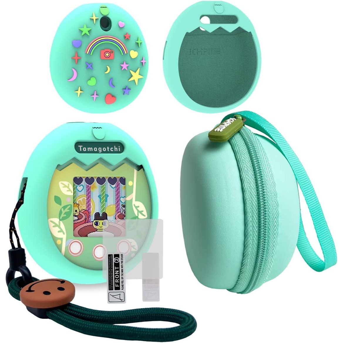 Buy now JCHPINE Hard Carrying Case and Silicone Cover Compatible with Tamagotchi Pix Interactive Virtual Pet Game Machine, Screen Film Protector for Tamagotchi Pix Accessories (Purple) Green at indiglob india