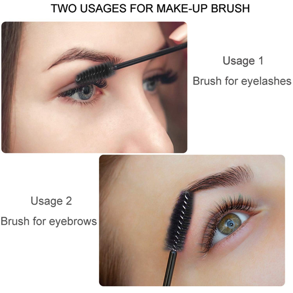 100 Pcs Disposable Eyelash Brushes for Eye Lashes and Makeup (Black)