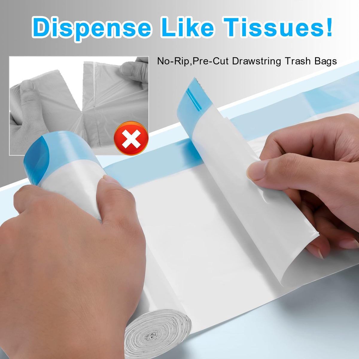 4 Gal Small Trash Bags, Unscented Drawstring, 51 Ct for Bathroom