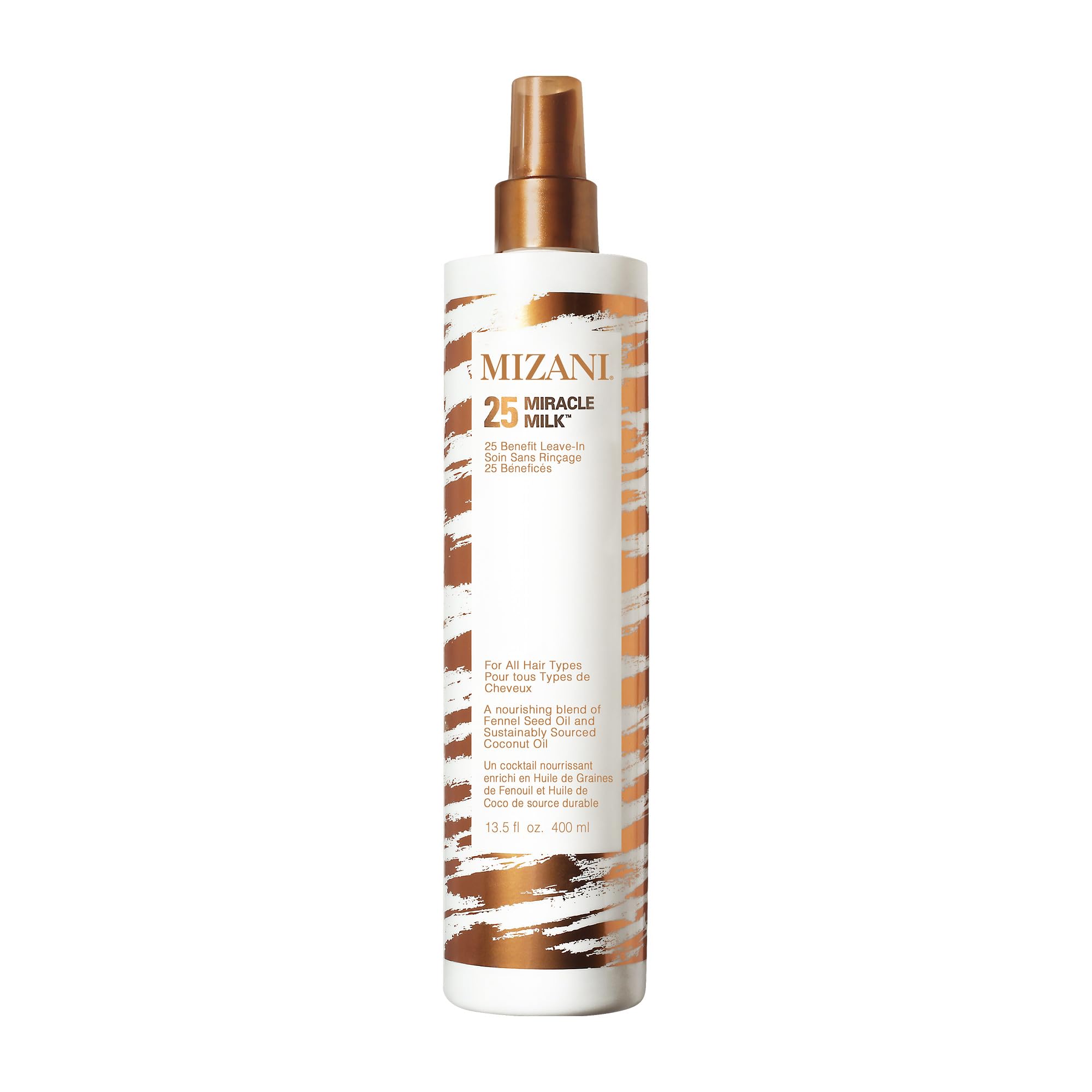 Mizani 25 Benefit Miracle Milk - Leave in Conditioner for Curly Hair, With Coconut Oil, Curl Detangler Spray, Anti Frizz Heat Protectant, No Drying Alcohols, Paraben-Free