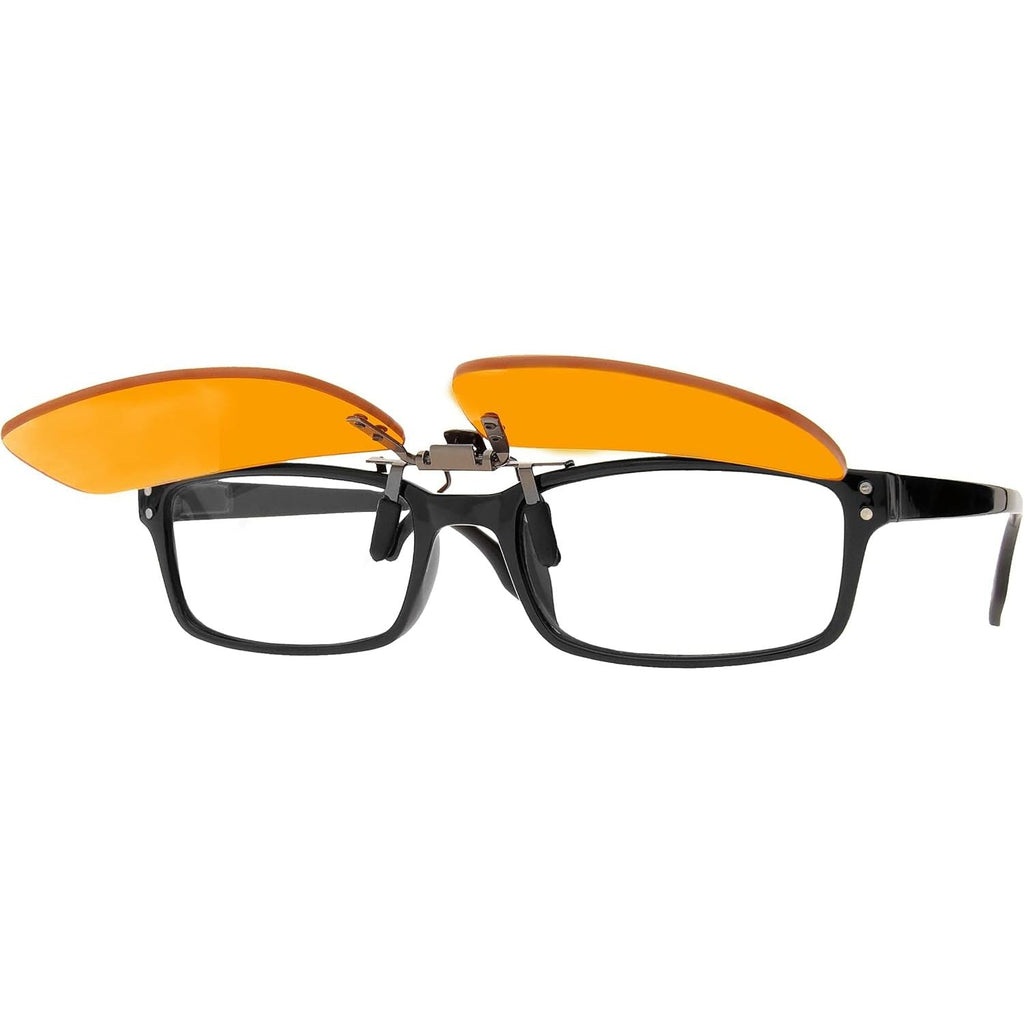 Buy now BRADDELL UV Blue Light Blocking Clip-on Amber Fit over Glasses for Driving Car Headlight Glare and Light Sensitivity at indiglob india