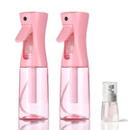 3 Pack Spray Bottles, 2-Pack Continuous Spray Bottles,Fine Water Mist Spray Bottles for Hair 6.8 OZ (200 ML) and 1oz 30ml Travel Spray Bottle Mister for Cleaning,Hairstyling,Plants,Pets Pink Black