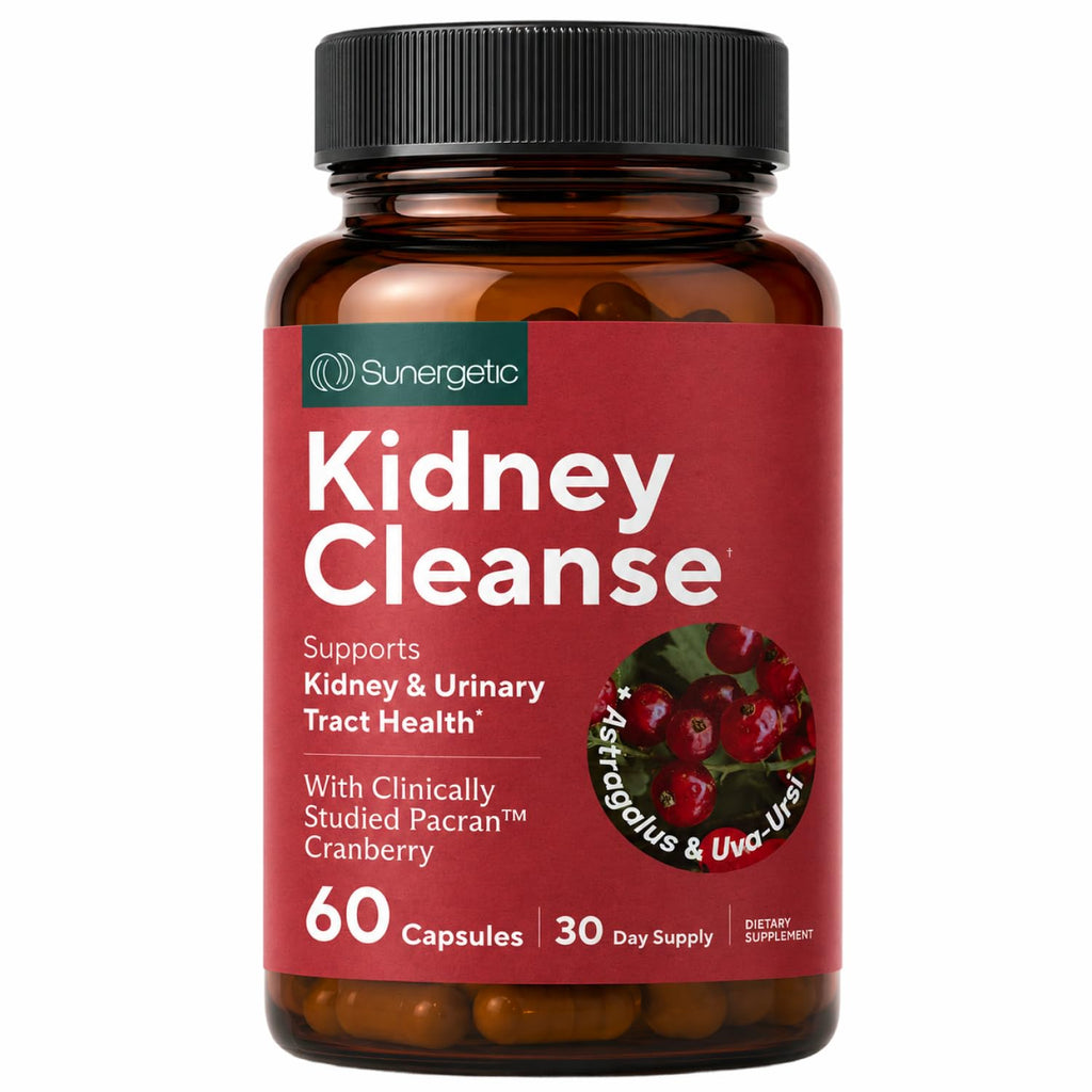 Kidney Cleanse & Detox Support with Cranberry, 60 Vegetarian Capsules | Kidney support supplement with Pacran cranberry, astragalus, uva ursi, nettle, juniper, buchu & urinary tract support