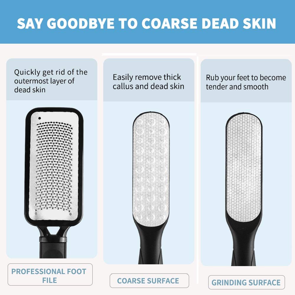 2 Pack Foot Files Callus Remover Foot Rasp Dual Sided Foot File | Stainless Steel Surface Pedicure Tools Professional Scrubber Premium for Feet Care Remove Hard Skin