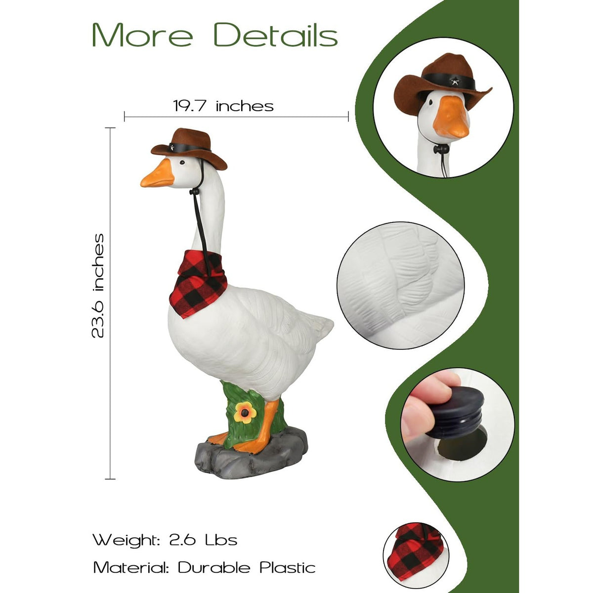 LarpGears Premium Adjustable Large 23 Inch Porch Goose Statue