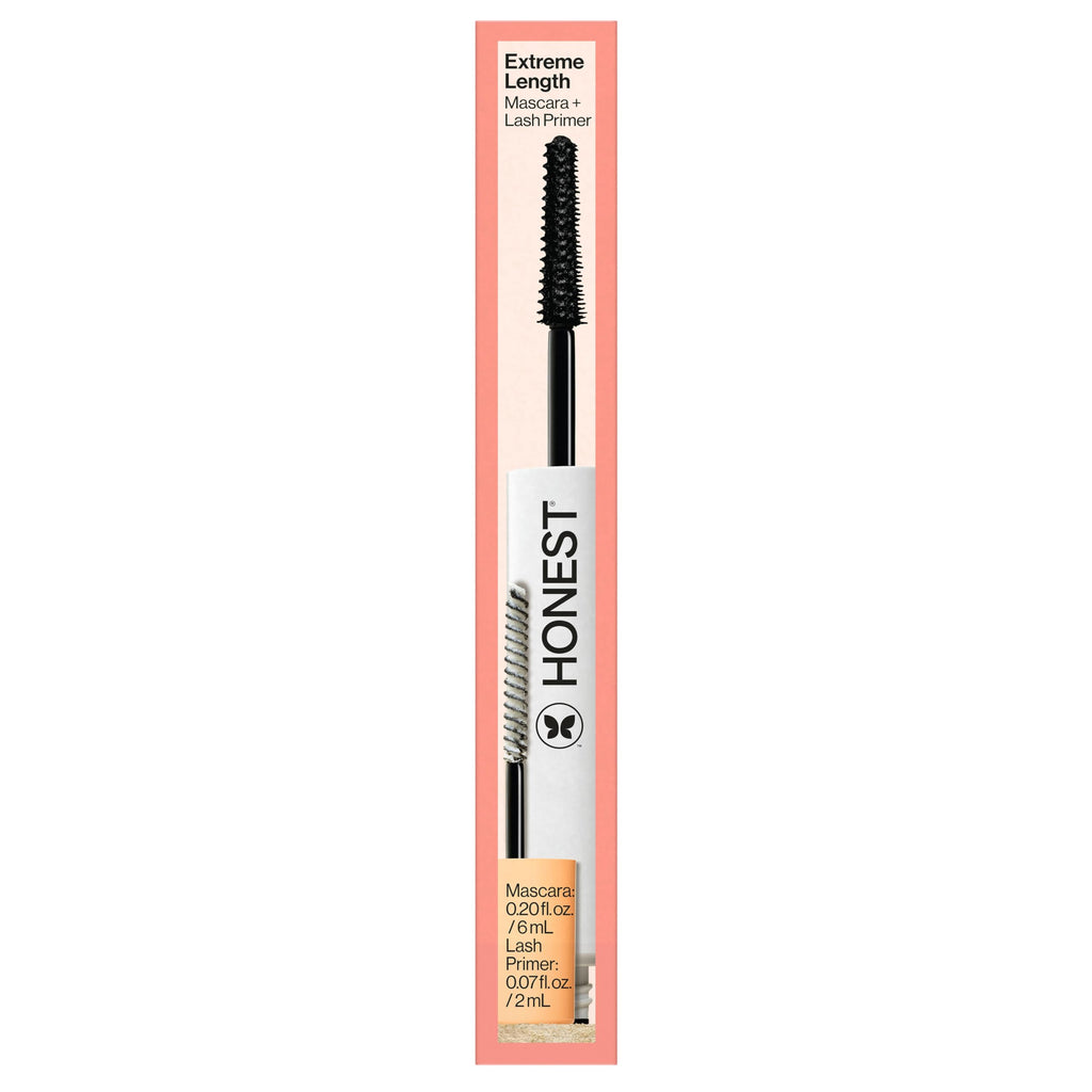 Honest Beauty 2-in-1 Extreme Length Clean Mascara, Primer, Black, .27 fl oz