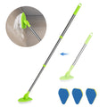 2 in 1 Scrub Cleaning Brush with 37” Long Extendable Handle,1 Stiff Bristle and 3 Sponge Brushes, Lightweigh Detachable Shower Scrubber for Cleaning Bathroom Shower Bathtub Glass Tile Floor