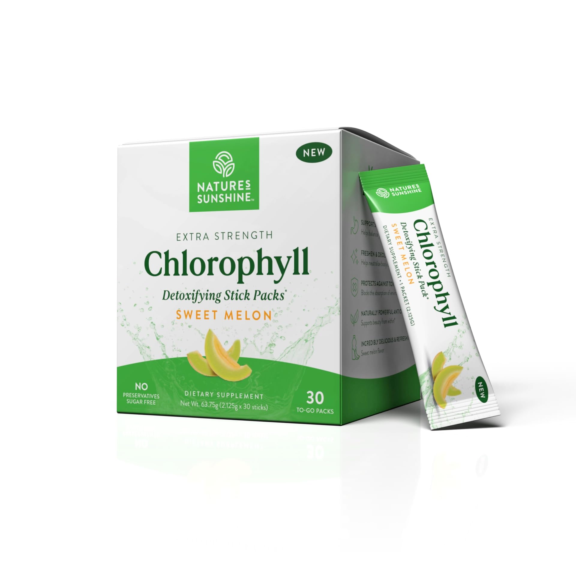 Nature's Sunshine Chlorophyll Stick Packs: Supercharge Your Detox and Boost Gut Health in Convenient, Delicious Stick Packs (Lime Twist)