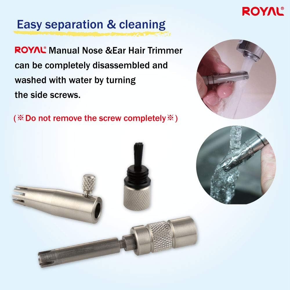 Buy now ROYAL [Made in Korea] Premium Manual Nose Hair Trimmer for Men Silver Bullet, Battery-Free, Stainless Steel Rotary Blade Grooming Tool, Waterproof, Safe & Painless with Patented Mechanism, ET-3 at indiglob india