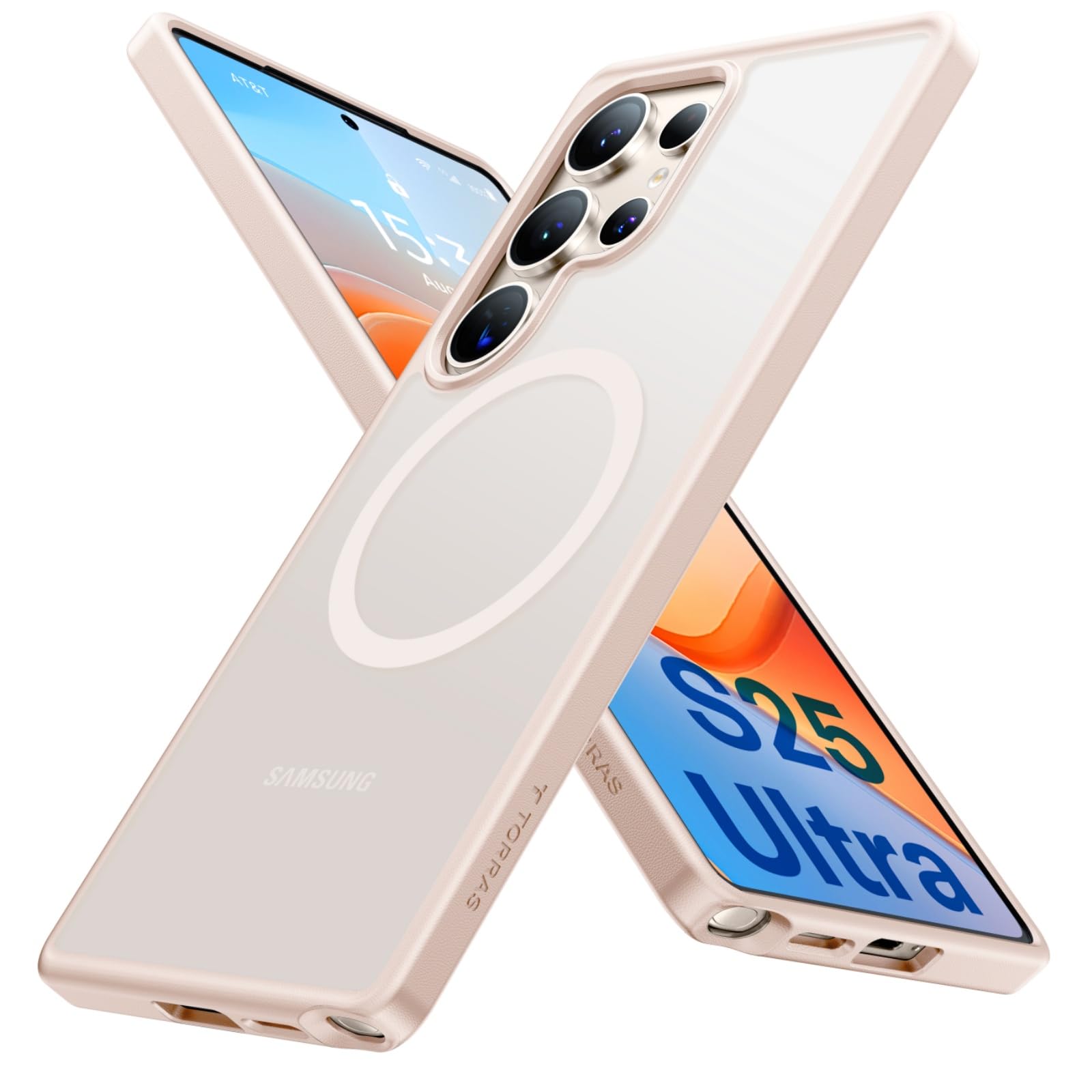 Buy now TORRAS Magnetic Shockproof for Samsung Galaxy S23 Ultra Case, Fit for MagSafe, 4X Military Grade Protection, Translucent Slim Case for Samsung S23 Ultra Case Anti-Fingerprint Anti-Scratch, Black Titanium Pink Gold S25 Ultra 6.8" at indiglob india