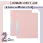 Mr. Pen- Large Write & Erase Tabs Dividers for 3 Ring Binder, 2 Sets