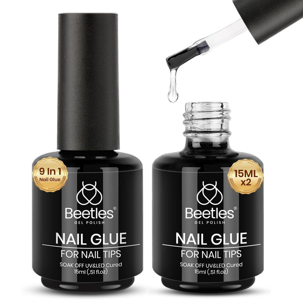 Buy now beetles Gel Polish 2Pcs 15ml Nail Glue Kit for Acrylic Nails, 5 in 1 Super Strong Brush in Nail Gel Glue for False Nails Tips and Gel Nail Polish Led Lamp Required 7-1- 2PCS 15ml Gel Nail Glue at indiglob india