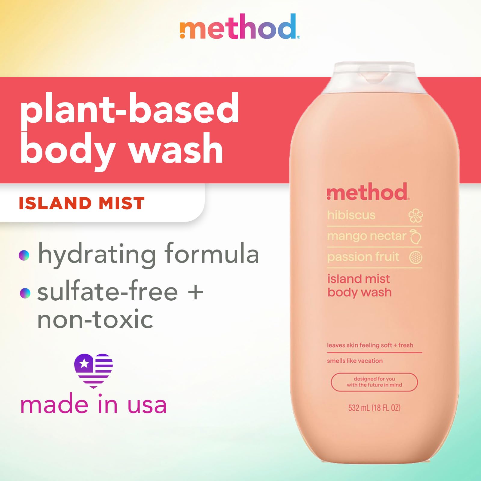 Buy now Method Body Wash, Pure Peace, Paraben and Phthalate Free, 18 oz (Pack of 1) Island Mist 18 Fl Oz (Pack of 2) at indiglob india