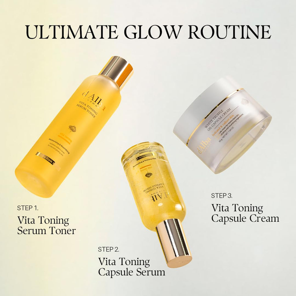 d'alba Piedmont White Truffle Vita Toning Serum Toner (6.08 fl. oz) | Glass Skin with Double Vitamin Skincare, Face Moisturizer, Korean Skin Care, Dark Spots, Even Skin Tone, Serum-Like Toner