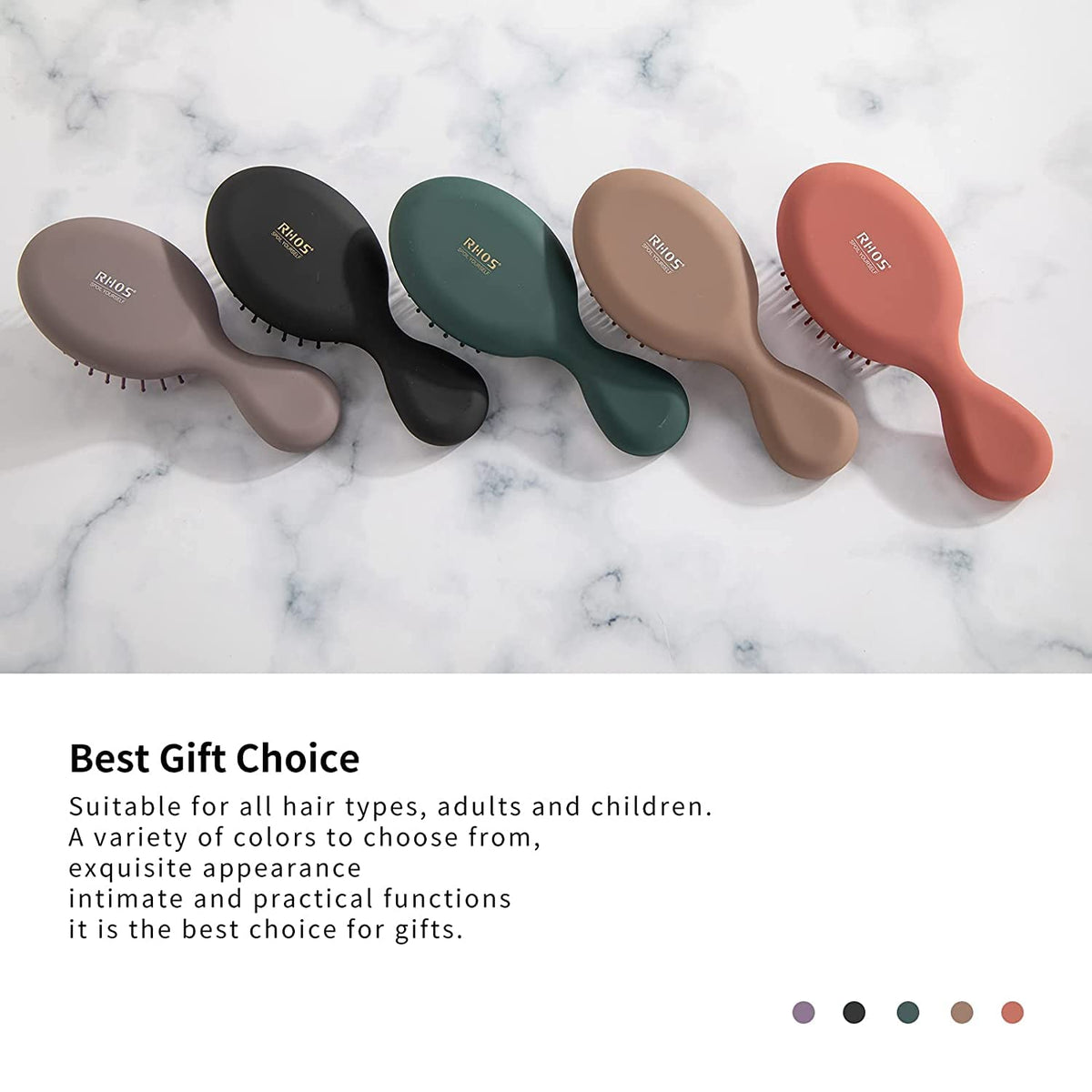 Premium imported RHOS folding brush with mirror, ideal for gifting. Suitable for all hair types, available in multiple colors.
