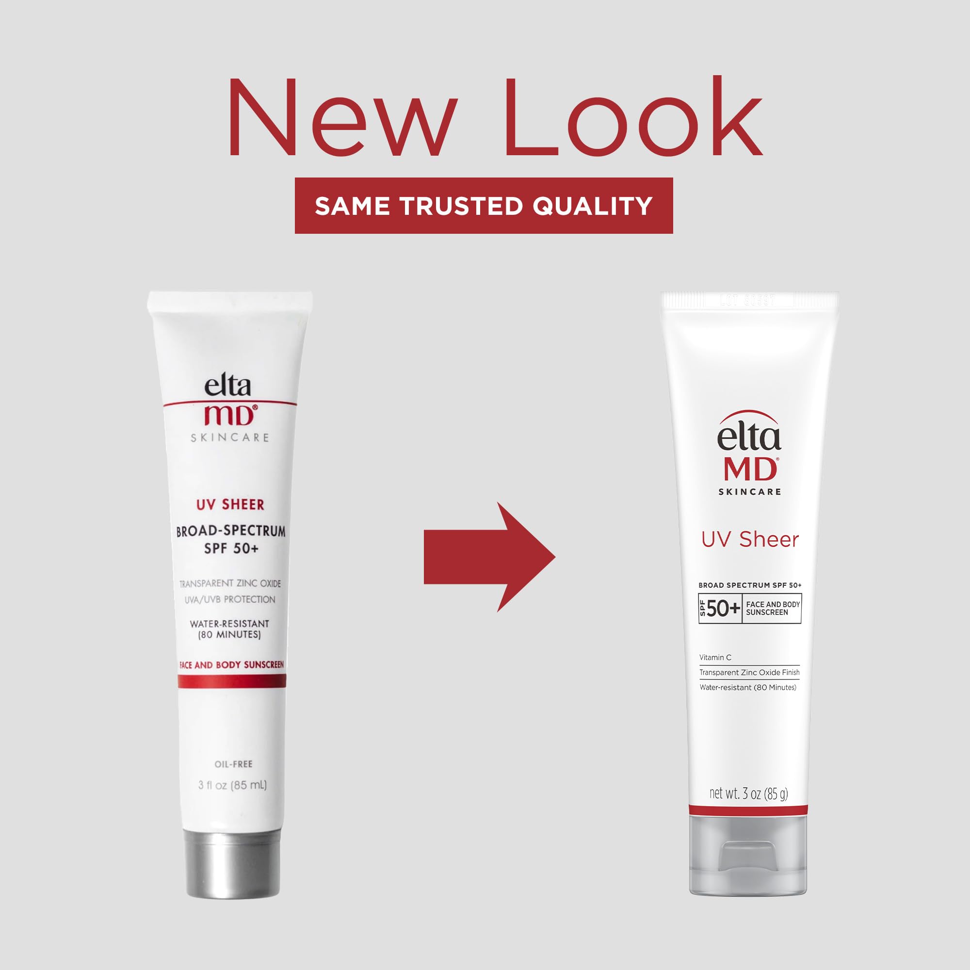EltaMD UV Sheer Face and Body Sunscreen SPF 50+,Oil Free,No White Cast Sunscreen for Face and Body,Zinc Oxide Formula,3.0 oz Tube,(Pack of 2)