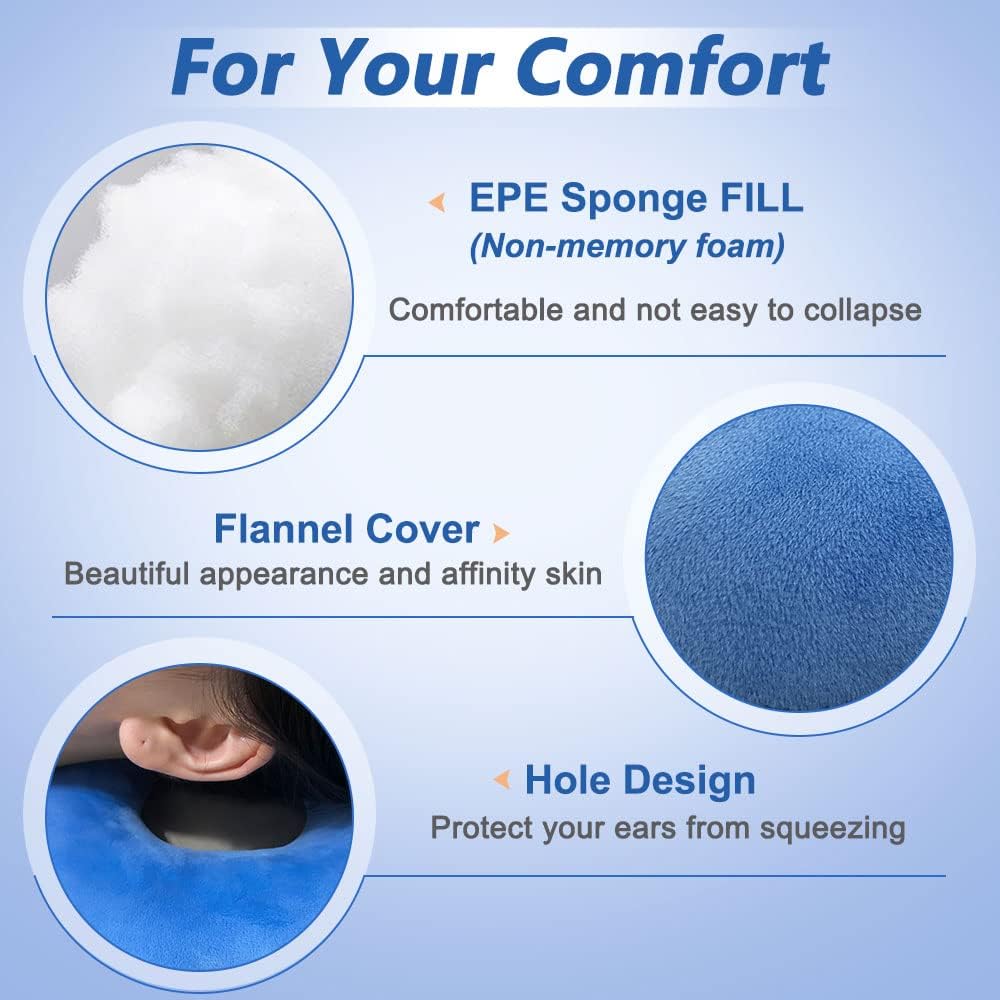 Buy now Ear Piercing Pillow for Side Sleeping Ear Pillows with Holes for Ear Pain Pressure Sore Relief Earring Cnh Nflammation Surgery Guard Pillow Headphone Sleepers Donut Cushion Adjustable Filling at indiglob india