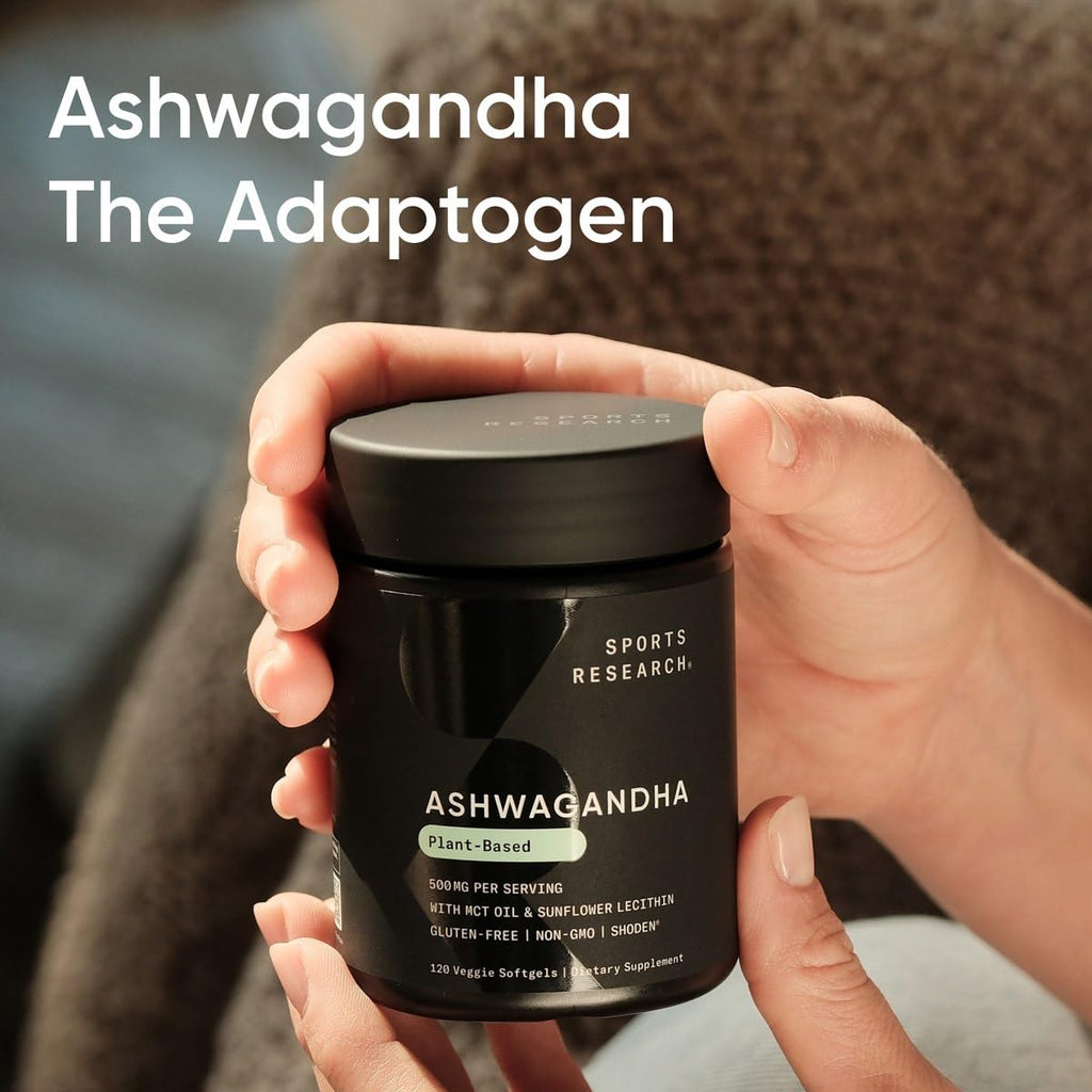 Sports Research® Ashwagandha w/Coconut MCT Oil, 120 Softgels | Natural Ayurvedic Adaptogen w/ Shoden® Ashwa for Relaxation, Calm & Sleep Support, 60 Servings