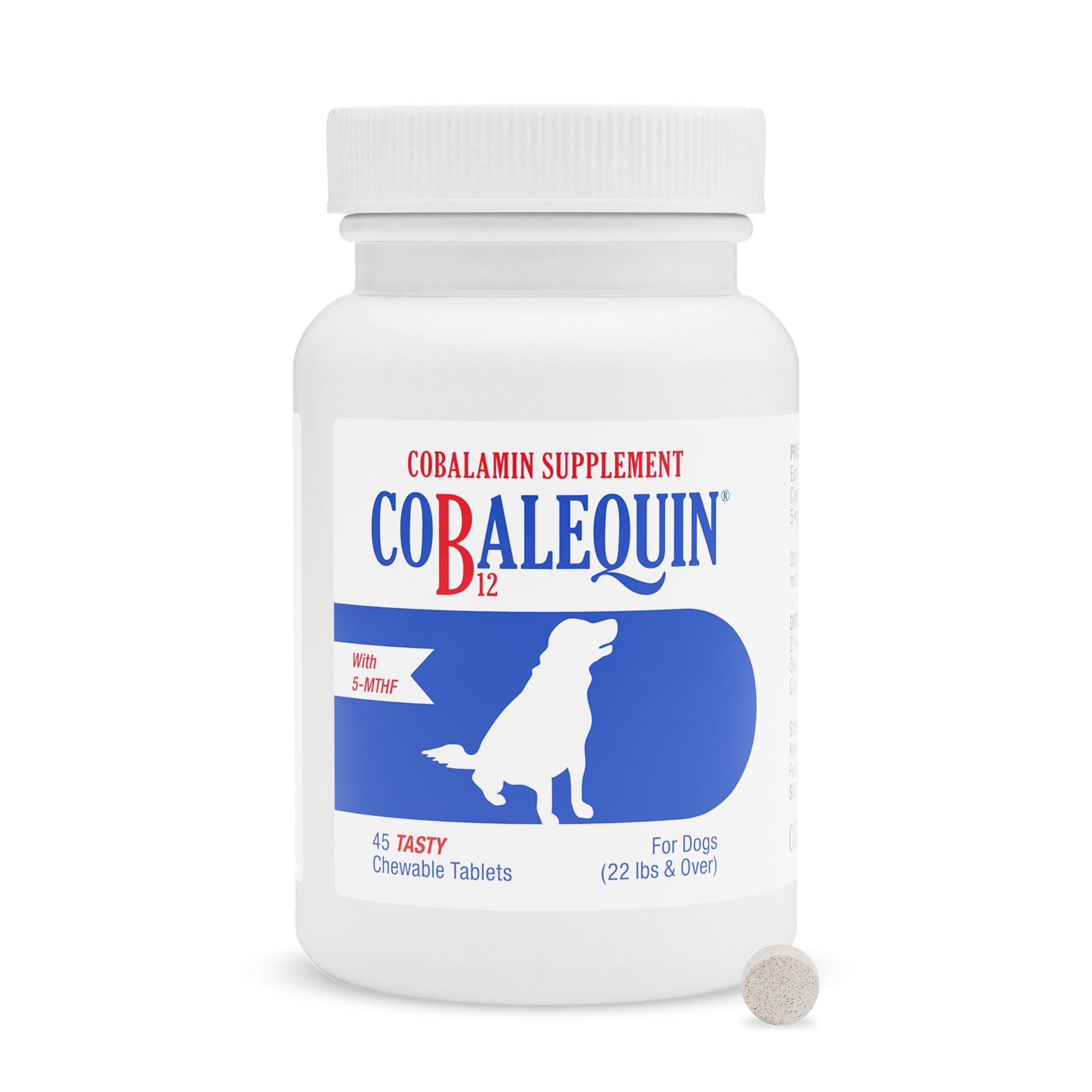 Nutramax Cobalequin Vitamin B12 for Dogs Over 21lbs, Chewable Tablets, 45ct | Vitamin B12 Supplement for Dogs, Oral Cobalamin with Folate, May Eliminate the Need for B12 Injections, for Dogs Over 21lbs