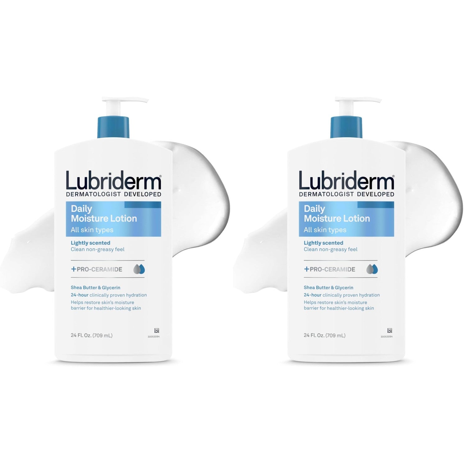 Lubriderm Daily Moisture Lotion + Pro-Ceramide, Shea Butter & Glycerin, Hydrating Face, Hand & Body Lotion, 24-hour Moisturizer for Dry Skin, Paraben & Dye Free, Scented, Non-Greasy 24 FL OZ Pack of 3