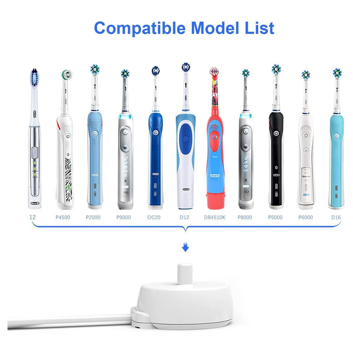 Replacement Charger Base for Braun Oral-b 3757 Electric Toothbrushes, Portable Waterproof Inductive Charger Fits Oral B Genuine Pro and Most