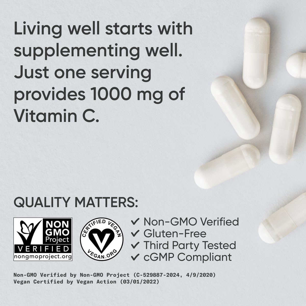 Sports Research® High Potency Vitamin C 1000mg, 240 Count Veggie Capsules | Antioxidant Activity & Immune Support | Ascorbic Acid Vitamin C | Non-GMO Verified & Gluten Free - 240 Servings