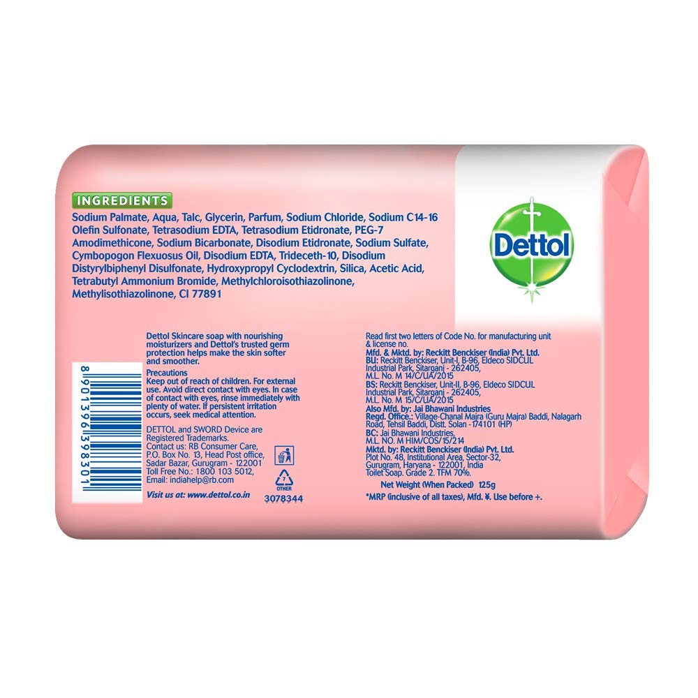 Dettol Skincare Soap, 125g (Pack of 4)