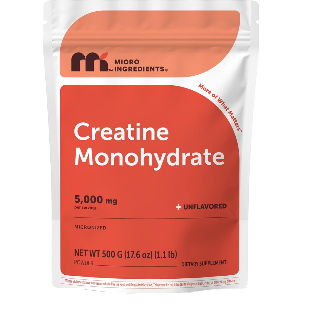 Micro Ingredients Creatine Monohydrate Powder 1 kg (2.2 Lbs), 5000mg Per Serv, Micronized Creatine Powder, Unflavored, No Filler, Keto & Vegan, Easy Dissolve, Pre Workout for Women & Men*