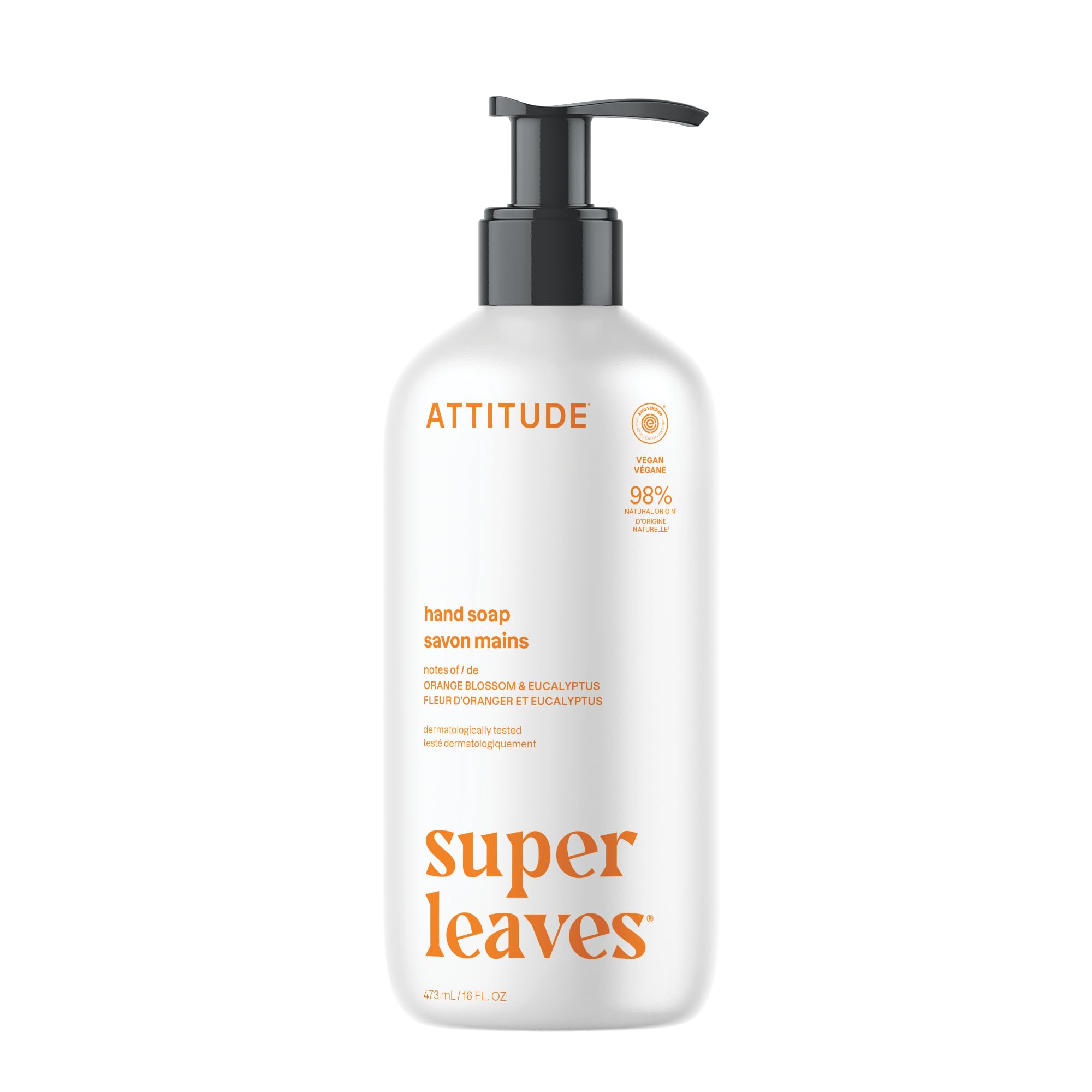 Buy now ATTITUDE Liquid Hand Soap, EWG Verified, Plant and Mineral-Based, Vegan Personal Care Products, Orange Blossom & Eucalyptus Scent, 16 Fl Oz at indiglob india