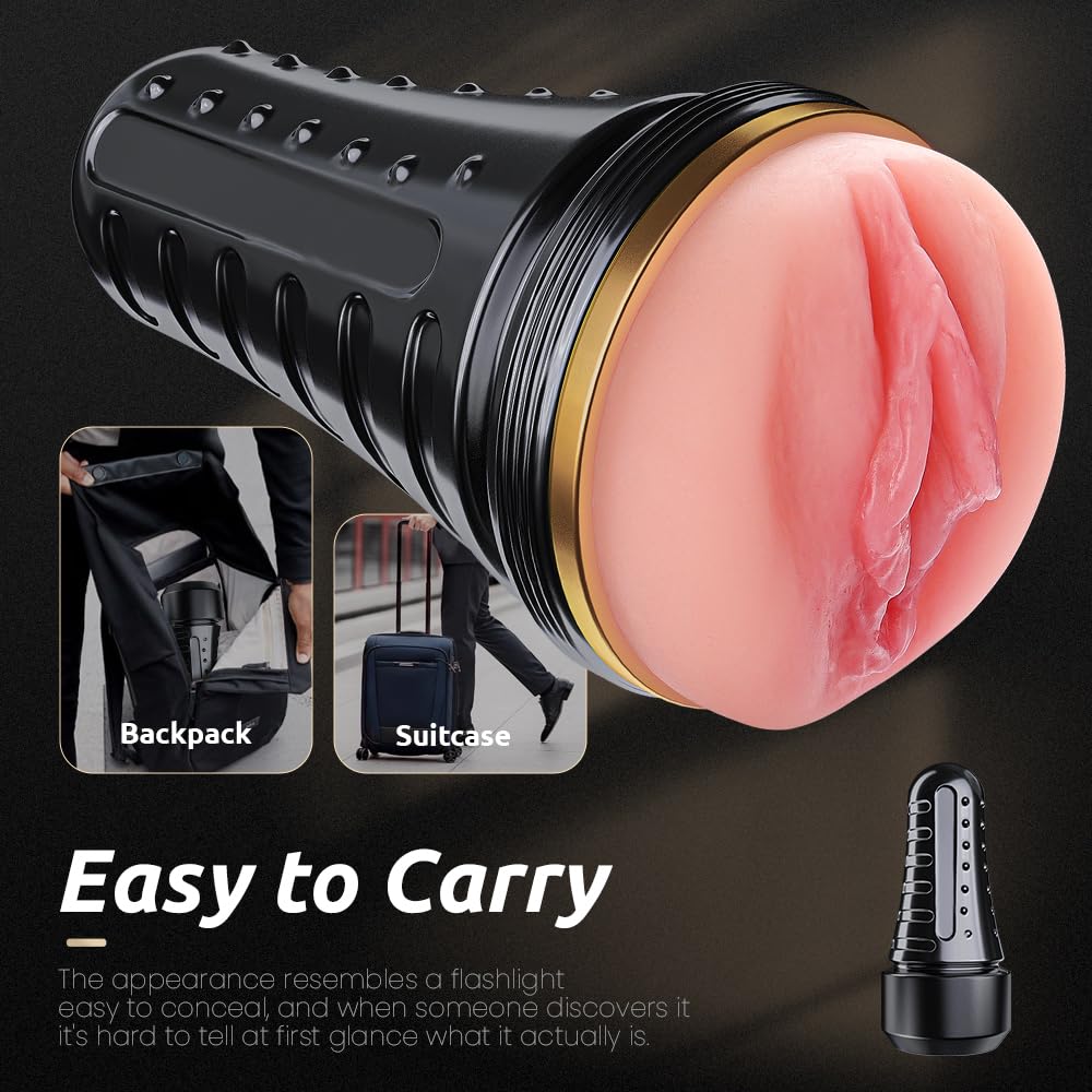 Male Masturbator, Kingdemer Sex Toys Realistic Pocket Pussy Vagina Textured with 7.5in Depth Lifelike Soft and Flesh Texture, Penis Training Masturbators Light Sex Machine Toy for Men