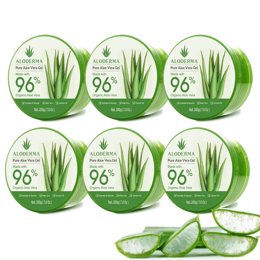 Buy now Aloderma Aloe Vera Gel Made within 12 Hours of Harvest with 96% Pure Organic Aloe Vera for Skin, Scalp, & Hair, Soothing Aloe Face Moisturizer, Multipurpose, Hydrating Aloe Gel, 7.05oz 6 at indiglob india