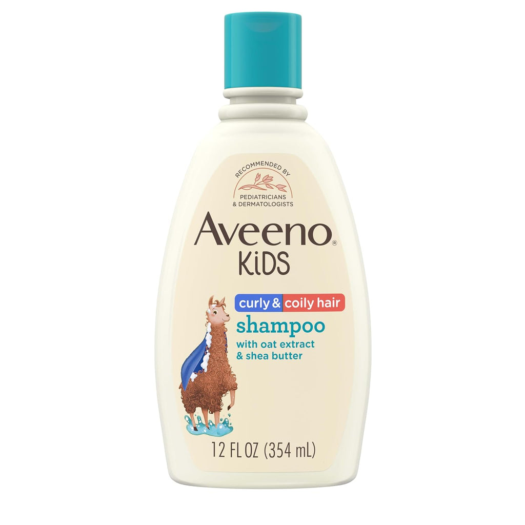 Buy now Aveeno Kids Curly & Coily Hair Shampoo, Hydrating Shampoo for Type 3 & 4 Hair, Kids Curly Hair Products suitable for Sensitive Scalps with Oat Extract & Shea Butter, Paraben-Free, 12 fl. oz at indiglob india