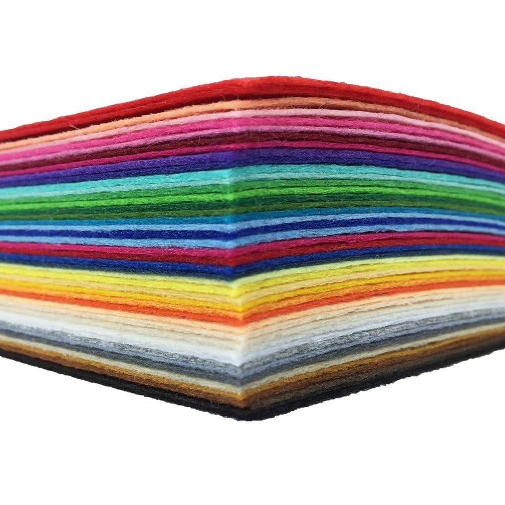 flic-flac 16PCS 8 x 12 inches (20 x 30cm) Assorted Color Felt Fabric Sheets Patchwork Sewing DIY Craft 1mm Thick