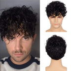 Buy now Kaneles Short Curly Mens Black Wig Fluffy Synthetic Cosplay Halloween Hair Wig for Male Guy at indiglob india