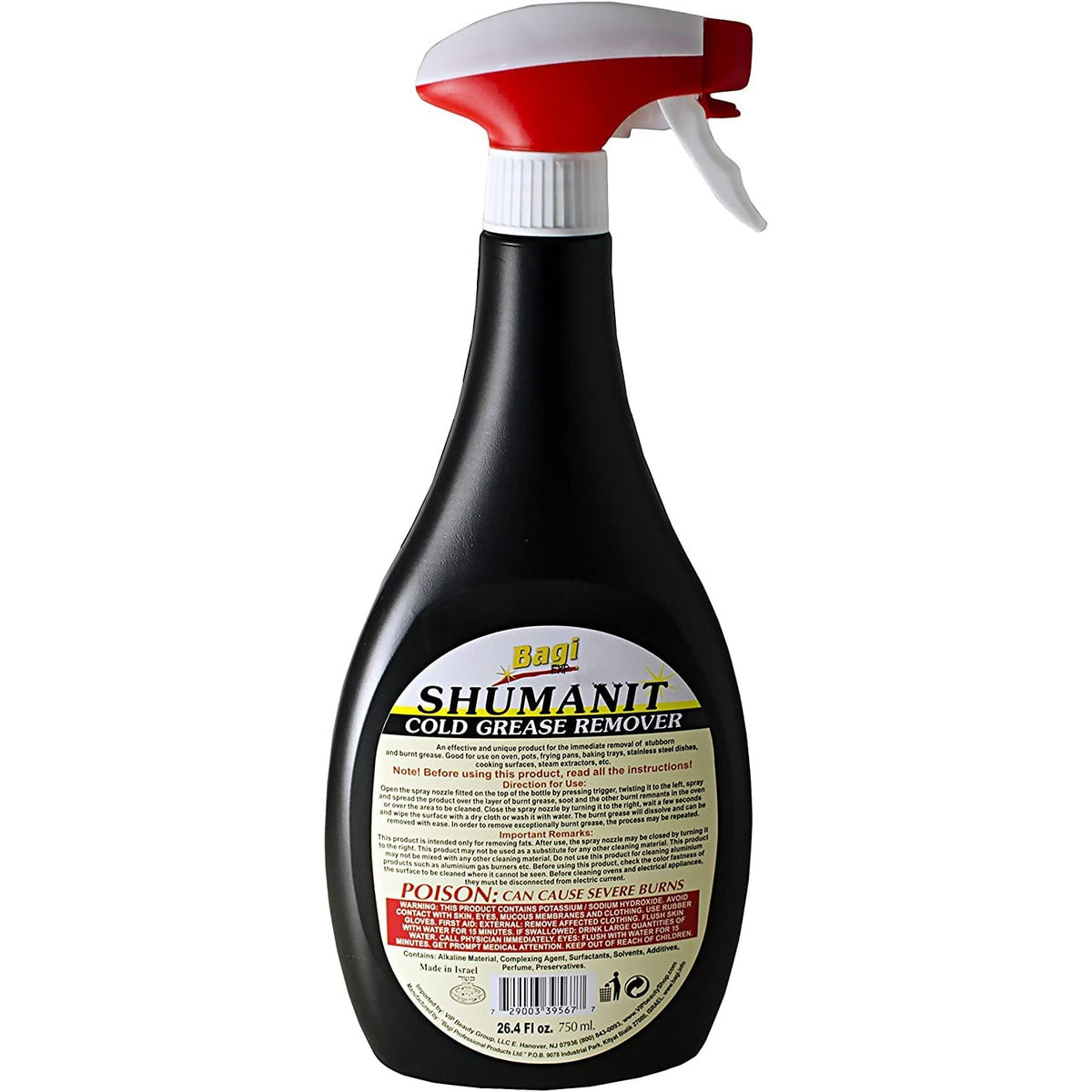 SHUMANIT - Cold Grease Remover. Spray for The immediate Removal of Stubborn and Burnt fats/Grease