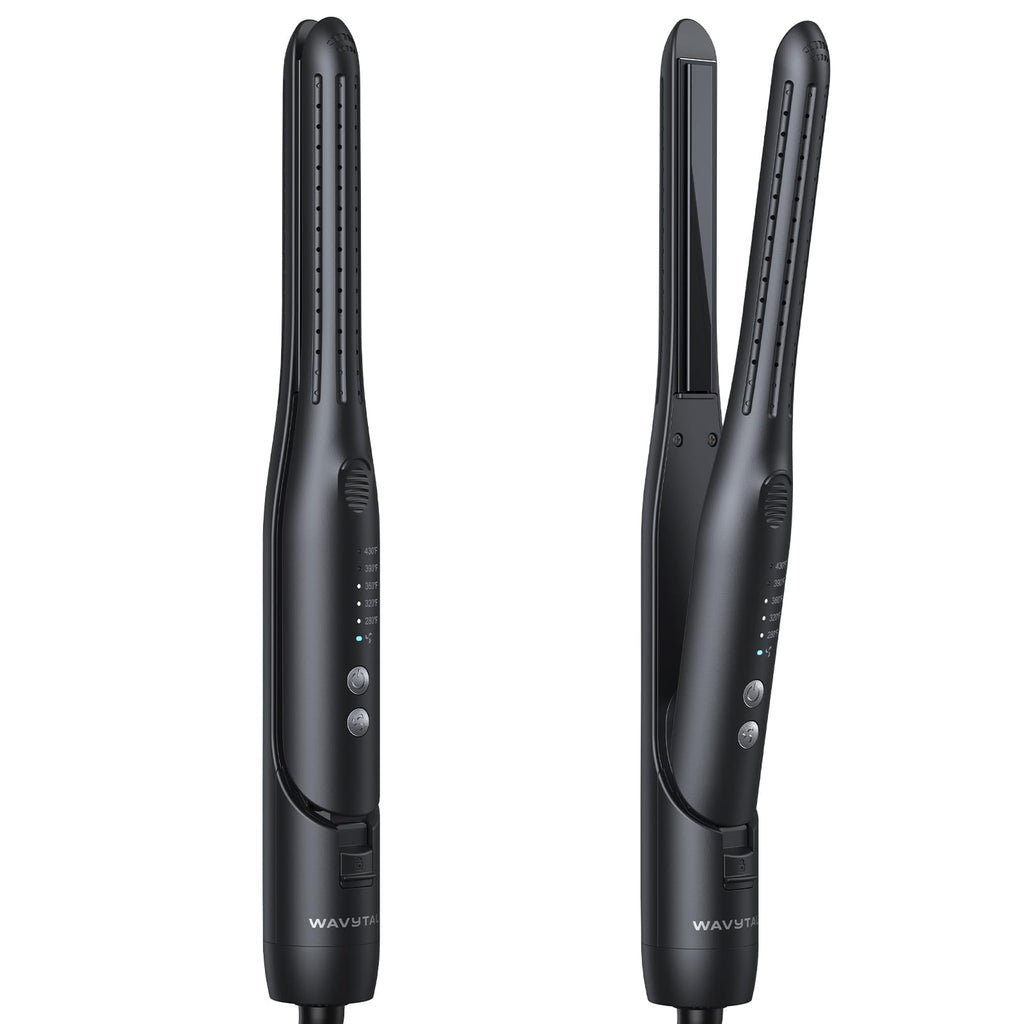 Wavytalk Cool Curl Pencil 0.65" Airflow Curling Iron for Short Hair & Pixie | 360° Cool Airflow Reduces Damage, Anti-scald, Precise Root Styling Control, 2-in-1 Small Flat Iron & Curler, Pink