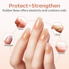 modelones Rubber Base Gel Polish Set 6 French Tip Color Builder Base | Milky White Pink Nude Blush Strengthener for Weak Nails Apex Building Long Last Soak Off U V DIY Manicure Builder in a Bottle
