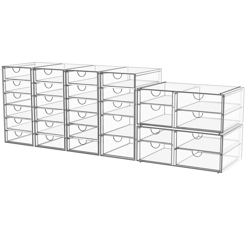 Acrylic Makeup Organizer with 19 Drawers,Storage Drawer Organizer | Bathroom Organizers and Storage for Palettes, Cosmetic, and Beauty Supplies, Desk Organization