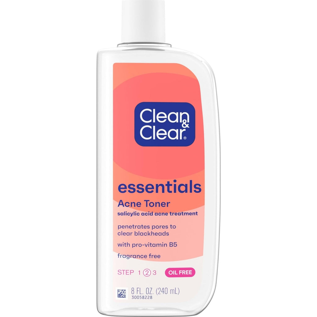 Clean & Clear Essentials Oil-Free Acne Toner, 2% Salicylic Acid Acne Treatment with Pro-Vitamin B5, Deep Pore Facial Toner for Blackheads & Pimples, Fragrance Free, 8 fl. oz