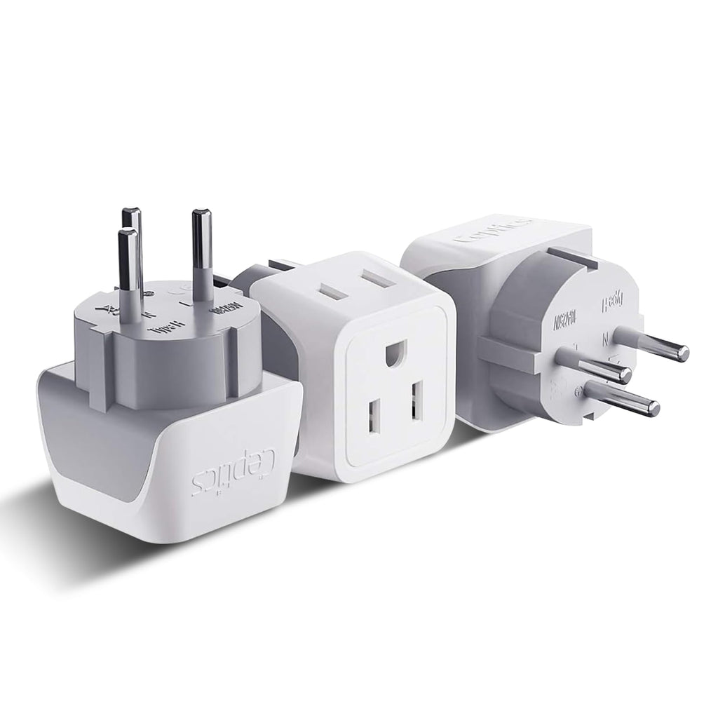 Buy now Ceptics Schuko Germany, France Plug Adapter, Dual Input - Ultra Compact Light Weight - Usa to Russia, South Korea Travel Adaptor Plug - Type E/F (3 Pack) at indiglob india