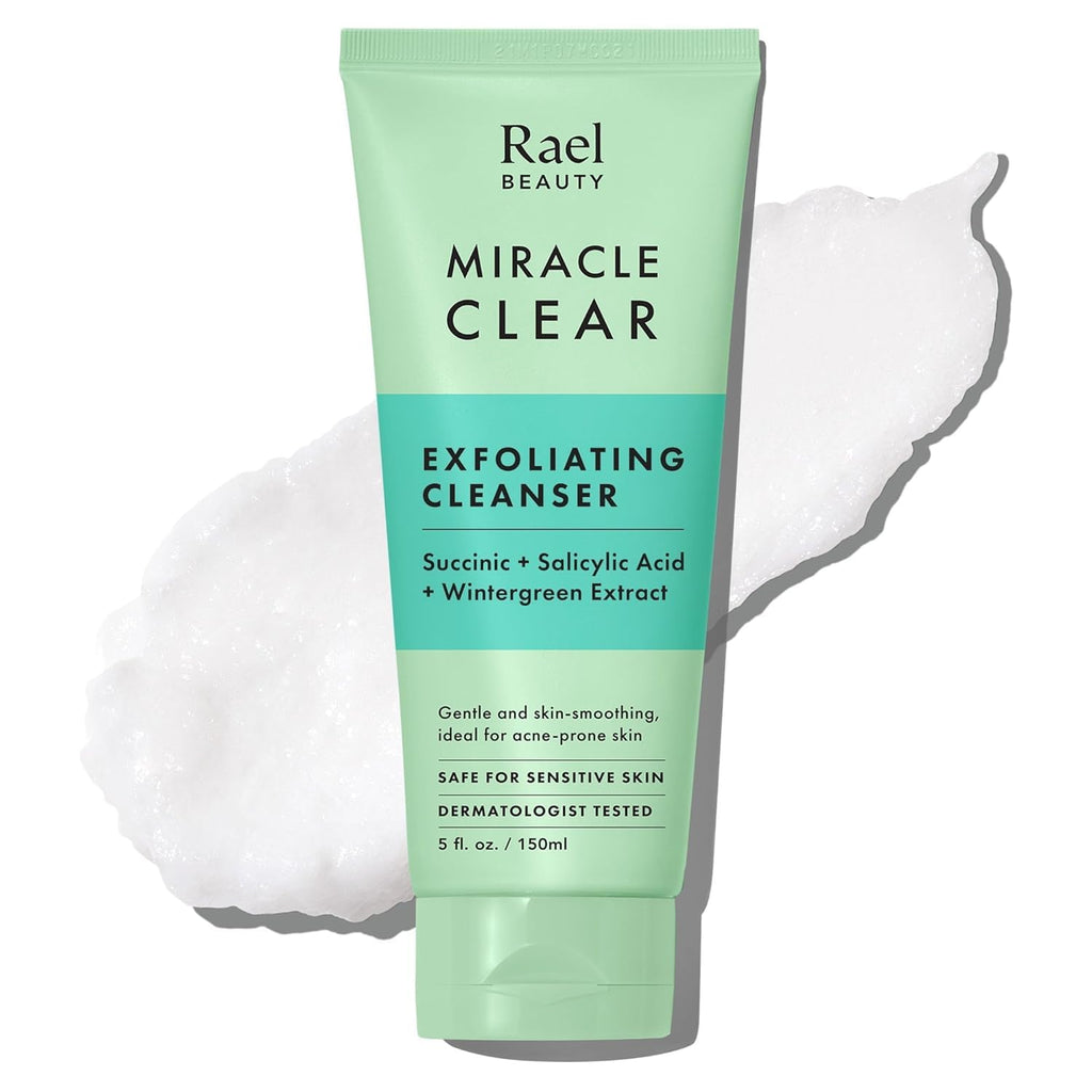 Rael Miracle Clear Facial Cleanser Face Wash (Exfoliating Cleanser, 5.1 oz) | Gentle Exfoliating Deep Pore Cleansing with Succinic Acid & Minerals, Korean Skin Care for Oily & Combination Skin