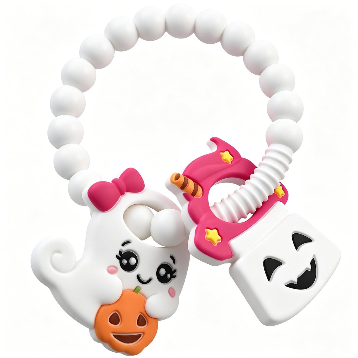 BIGSPINACH Halloween Baby Teether Toy, Ghost Silicone Teething Ring Gift