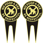 2 Pack No Dog Poop Signs for Yard - Double Sided Aluminum No Pooping Sign with Stake 11.8" x 5.9" - Be Respectful, No Dog Poop and Pee Stop Dogs from Pooping/Peeing On Your Lawn/Garden