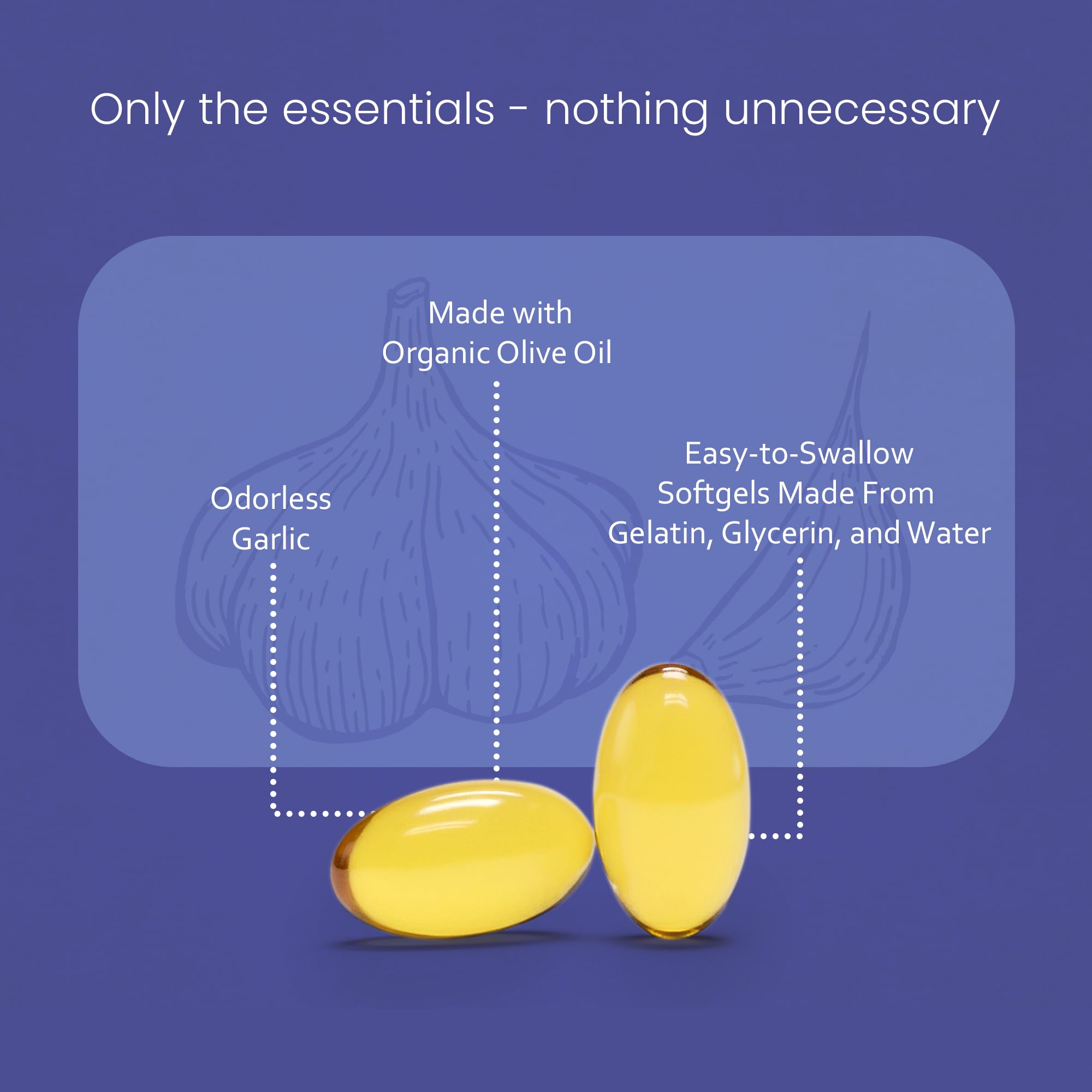 NaturaLife Labs Odorless Garlic – Concentrated 100:1 Garlic Extract with Olive Oil – 150 Softgels – Non-GMO, Gluten-Free