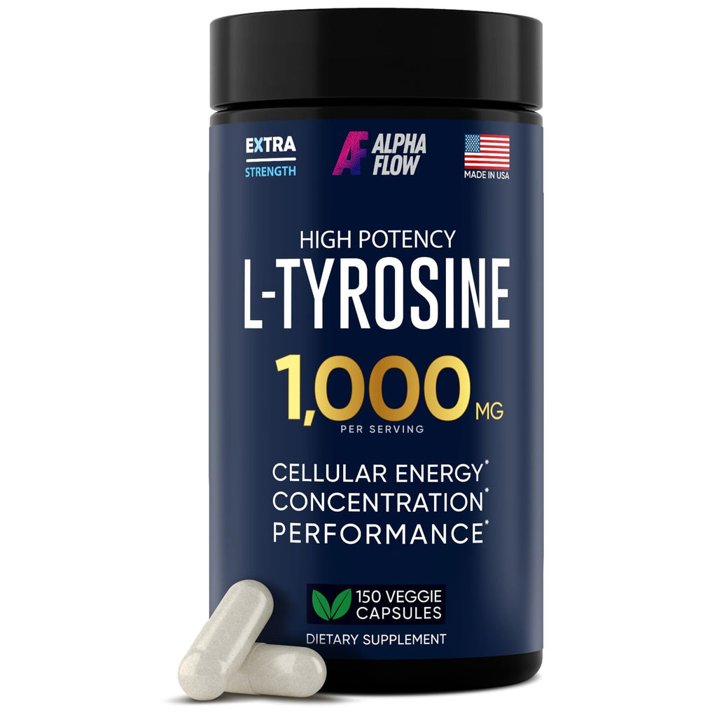 [2 Pack] L-Tyrosine 1000MG Capsules - Natural L Tyrosine Supplement for Kids & Adults - Energy Boost and Brain Supplement - 2x the potency of L-Tyrosine 500mg capsules - 300 Vegan LTyrosine Capsule