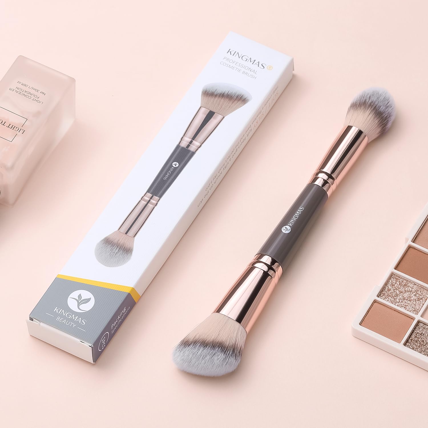 Buy now KINGMAS Foundation Makeup Brush, Double-ended Angled/Round Top Contour Brush for Beauty Blending Liquid Powder, Concealer Cream Cosmetics Blush Makeup Brush (Brown) at indiglob india