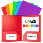 Folders with Pockets, 6 Pack Assorted Colors, 2 Pocket, Colored File Folder