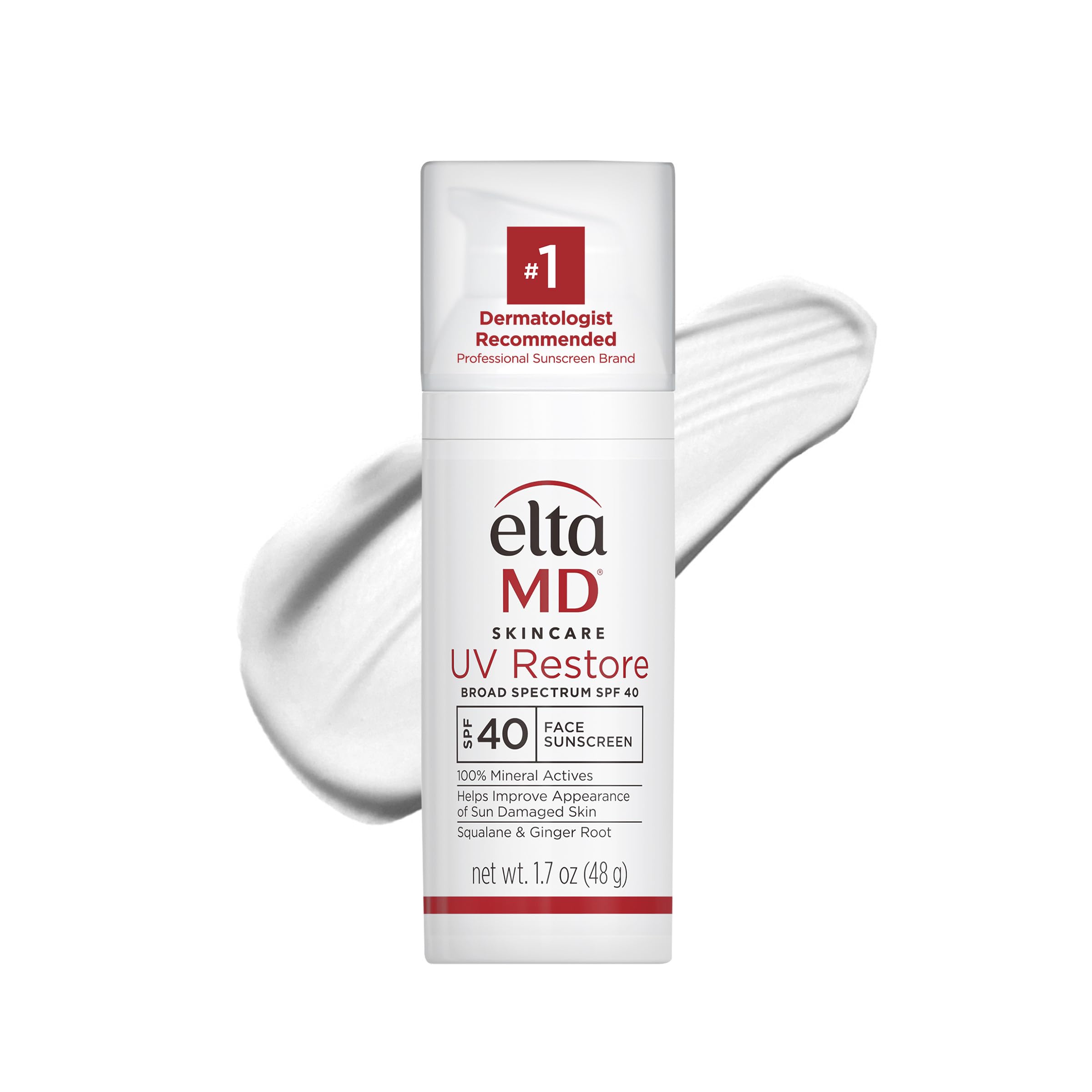 EltaMD UV Restore 100% Mineral Face Sunscreen For Mature Skin, SPF 40 | For Adults with Visible Sun Damage, Fine Lines, or Age Spots, Zinc Oxide Formula, Lightweight, Restores Skin Moisture