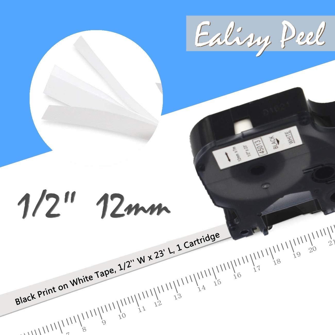 Buy now 7-Pack Replace DYMO D1 Label Tape 45010 45013 45016 45017 45018 45019 45021 D1 Refills Compatible DYMO LabelManager 160 280 420P PnP 220P 360D 450 210D, 1/2” W x 23’ L, 12mm x 7m at indiglob india