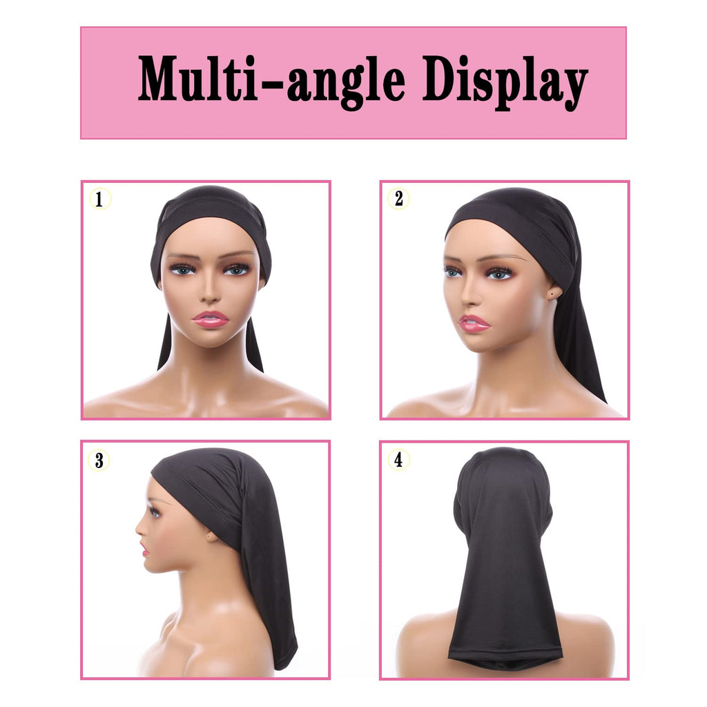 Buy now Leeven 2 Pieces Wide Elastic Loc Cap and Long Braid Cover for Full Hair, Stocking Sleep - Black at indiglob india